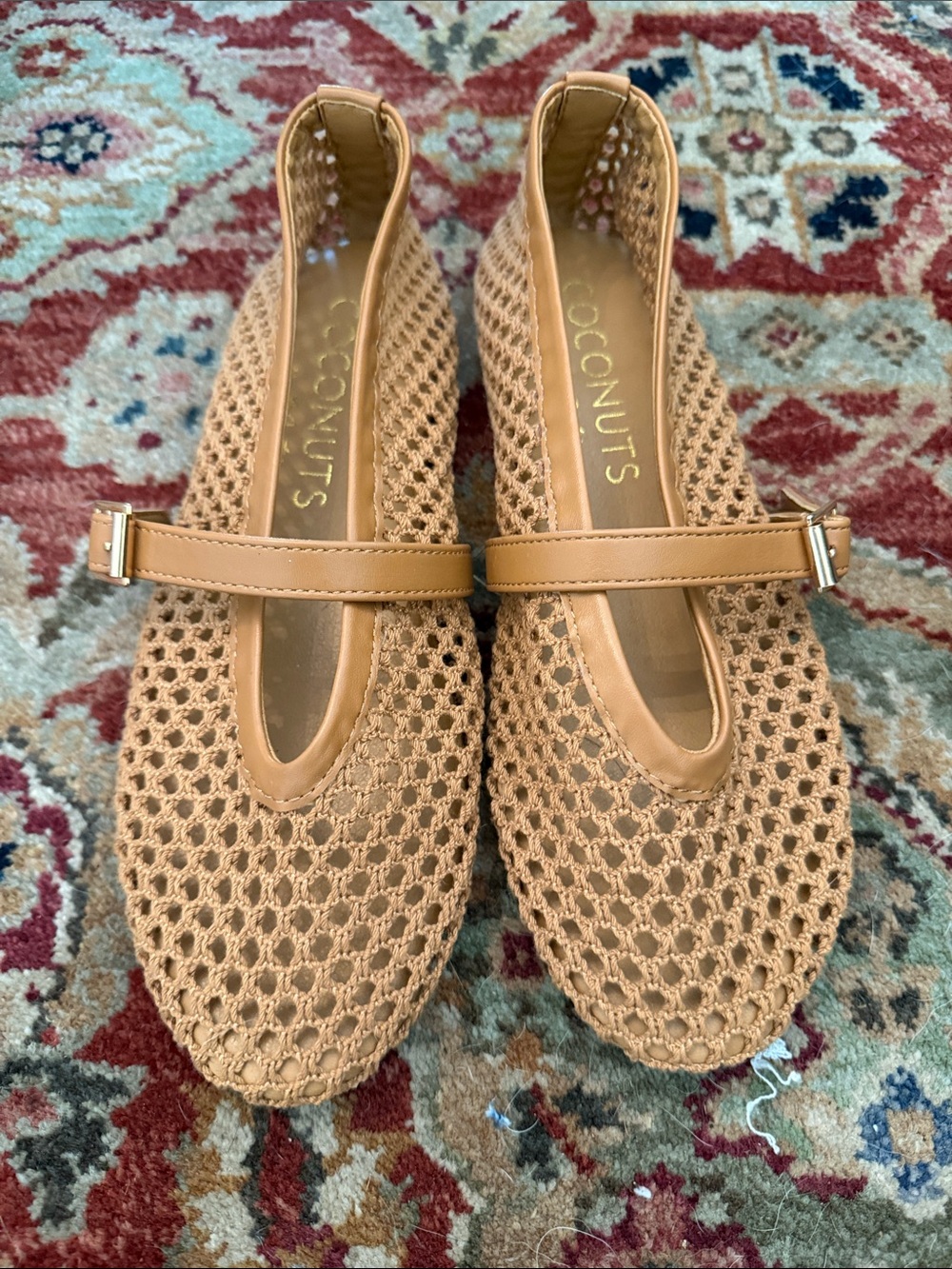 Coconuts by Matisse Tan Woven Mary Jane Flats